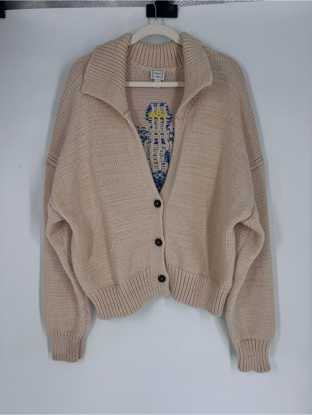 Maeve Lighthouse Graphic Cream Knit Button-Front Nautical Coastal Cardigan XL - Picture 2 of 9